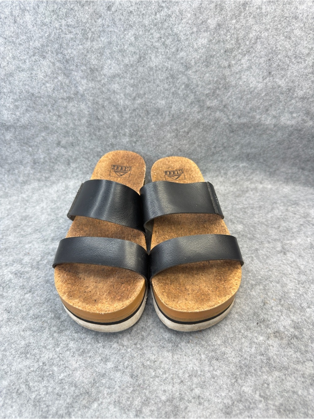 REEF Women’s Black Double Strap Platform Slide Sandals Size 9 EU 40